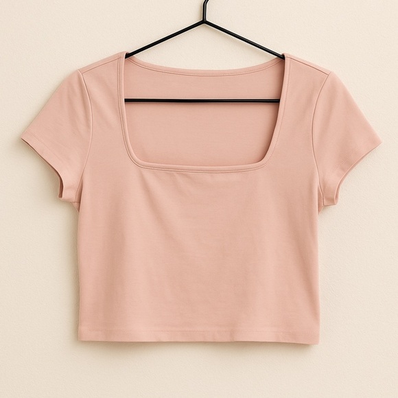 Wild Fable Fitted Pink Crop Top Short Sleeve - Picture 1 of 5